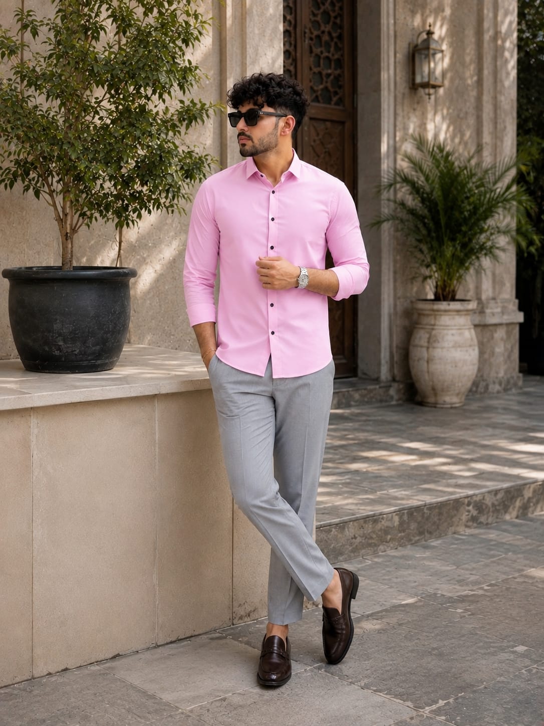 Signature Wardrobe Shirt & Grey Trouser Set – 10 Colour Collection