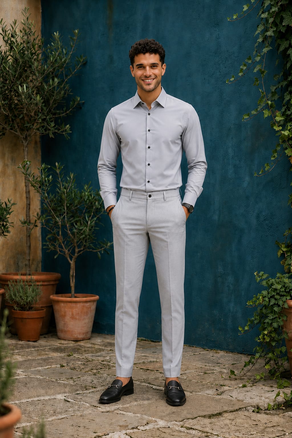 Signature Wardrobe Shirt & Grey Trouser Set – 10 Colour Collection