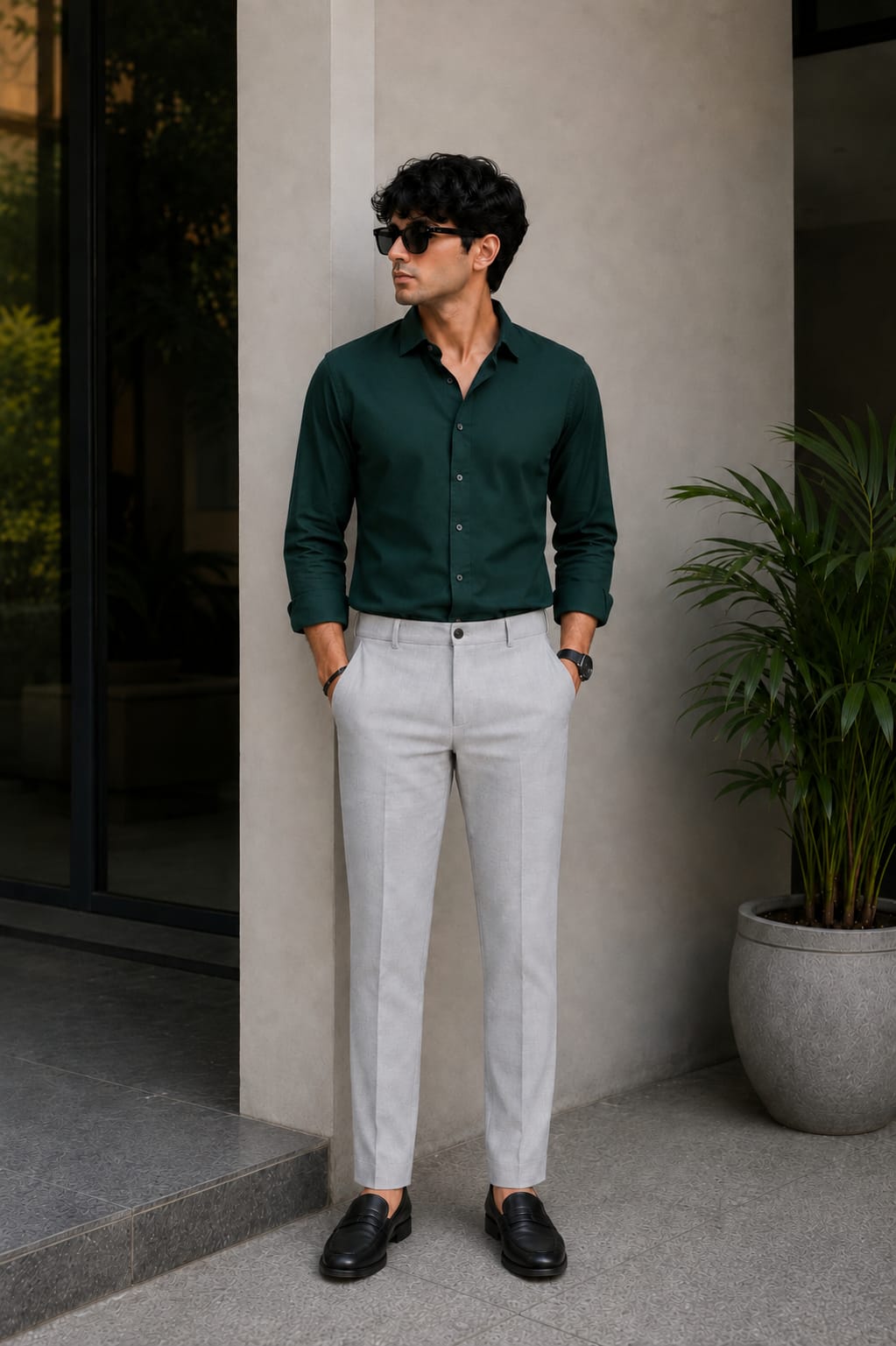 Signature Wardrobe Shirt & Grey Trouser Set – 10 Colour Collection