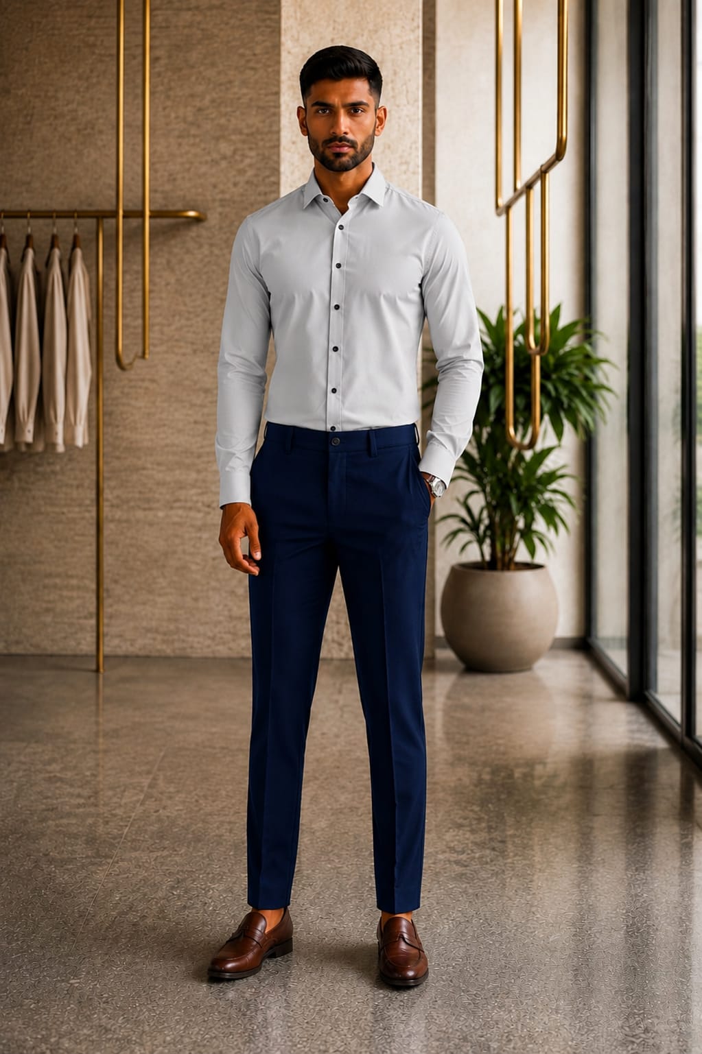 Elite Line Shirt & Navy Blue Trouser Collection – 10 Colour Combo