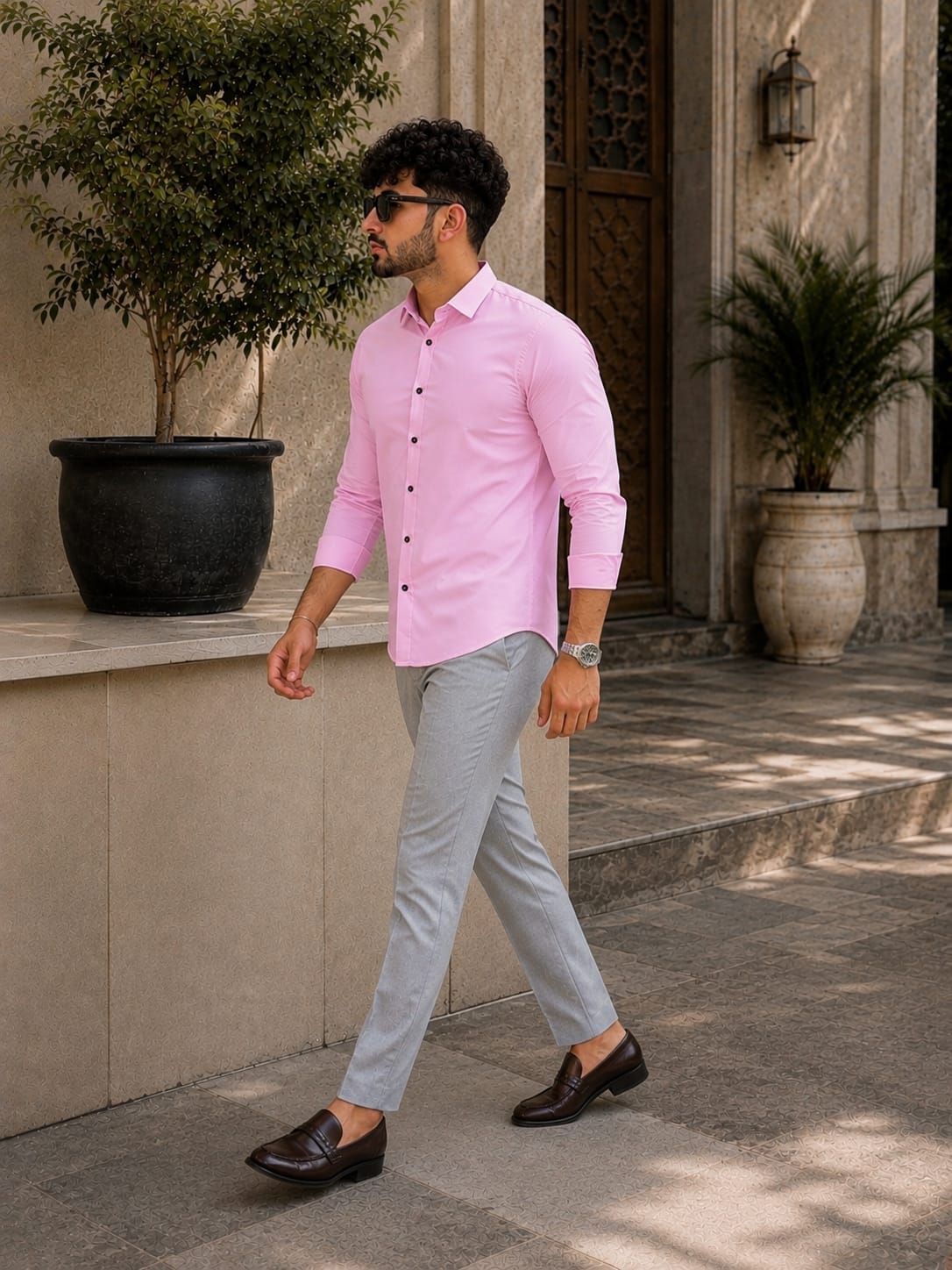 Signature Wardrobe Shirt & Grey Trouser Set – 10 Colour Collection