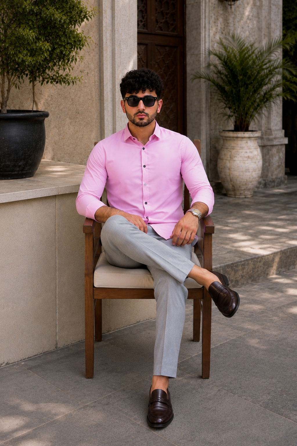 Signature Wardrobe Shirt & Grey Trouser Set – 10 Colour Collection