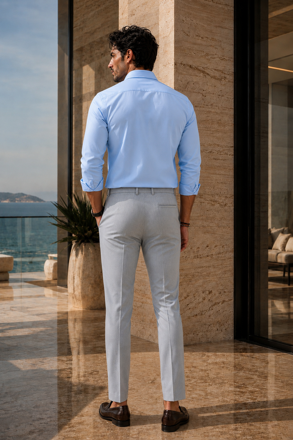 Signature Wardrobe Shirt & Grey Trouser Set – 10 Colour Collection